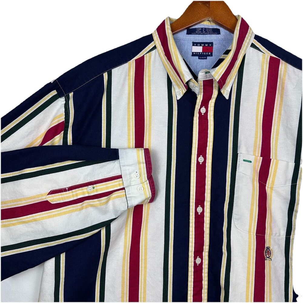 Vintage Tommy Hilfiger Embroidered Crest Shirt *Men XL* Button Down 90’s -Taiwan